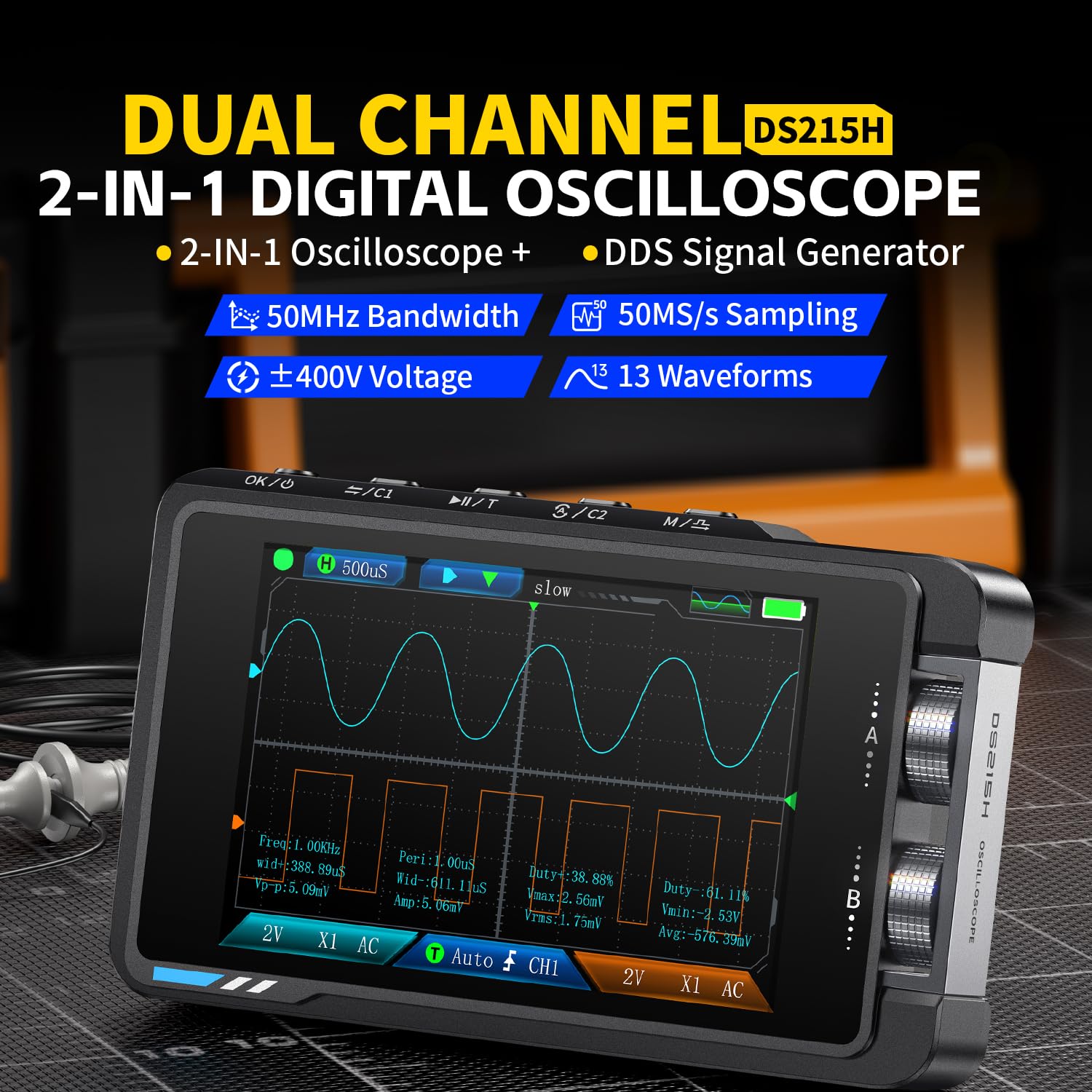 FNIRSI DS215H Digital Oscillos - огляд і ціна Fnirsi Digital Oscilloscope Handheld
